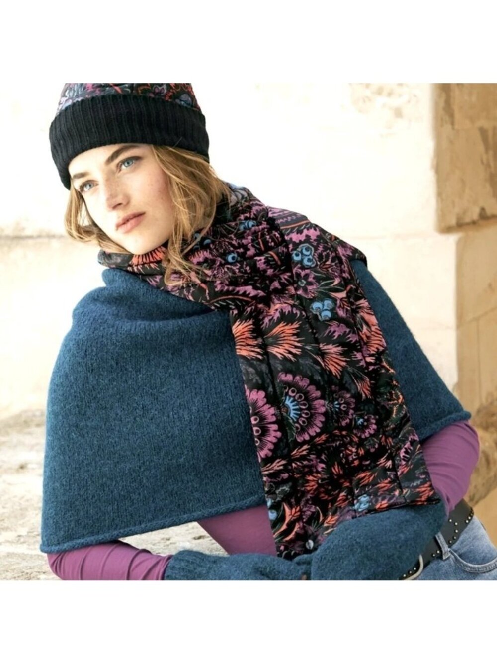 NWOT Peruvian Connection Tillamook Capelet Poncho Blue Alpaca L/XL